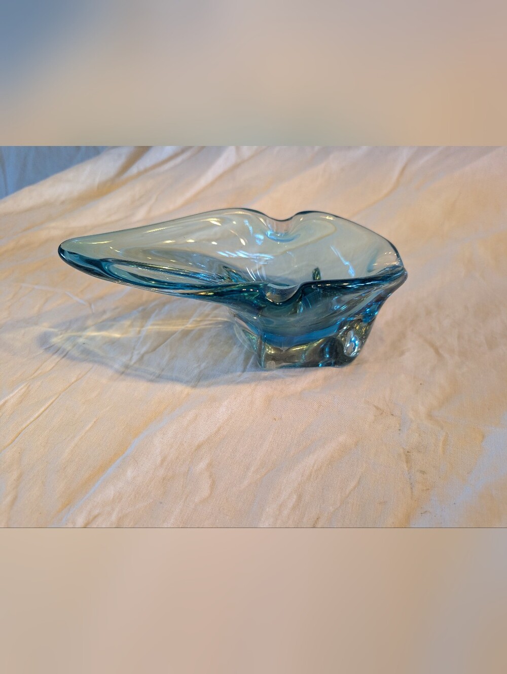 2/40$ Chalet Blue Art Glass Ashtray That Can Be Use For Trinket Dish